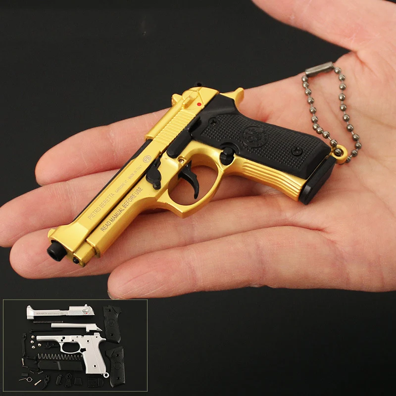 

7.5cm Mini Gun Model Keychain 1911 Model Jewelry Weapon Metal Pendant Key Chain Chaveiro Bag Car Key Holders Gift For Kids Men