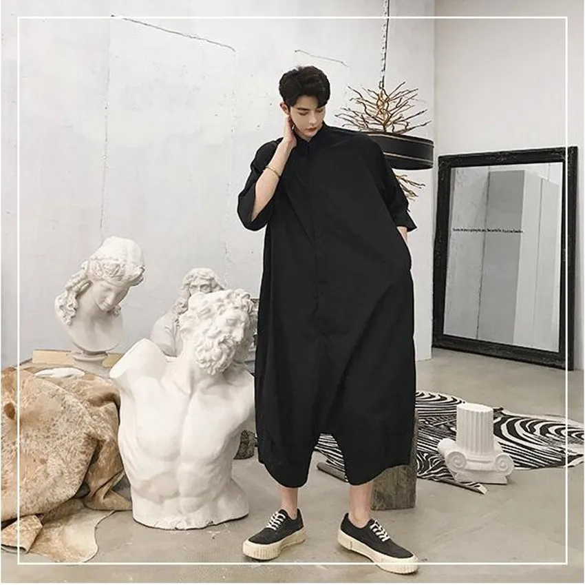 Spring New Fashion Catwalk Rompers 2025 Men's Silhouette Straight Loose Casual Pants Hair Stylist Jumpsuit Male Hipster Overalls