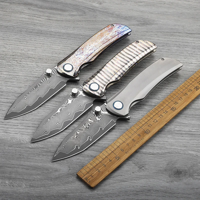 

Дамасская сталь (сердечник VG10) лезвие из титанового сплава с ручкой складной нож открытый спасательный нож для самообороны и кемпинга портативный инструмент нож