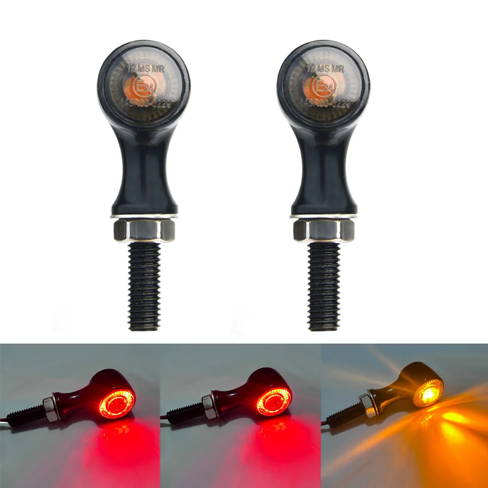 E24 Retro Motorfiets Richtingaanwijzer LED Licht Knipperende Indicator Staart Remlicht 8mm Voor Harley Yamaha Cafe Racer Bobber Chopper