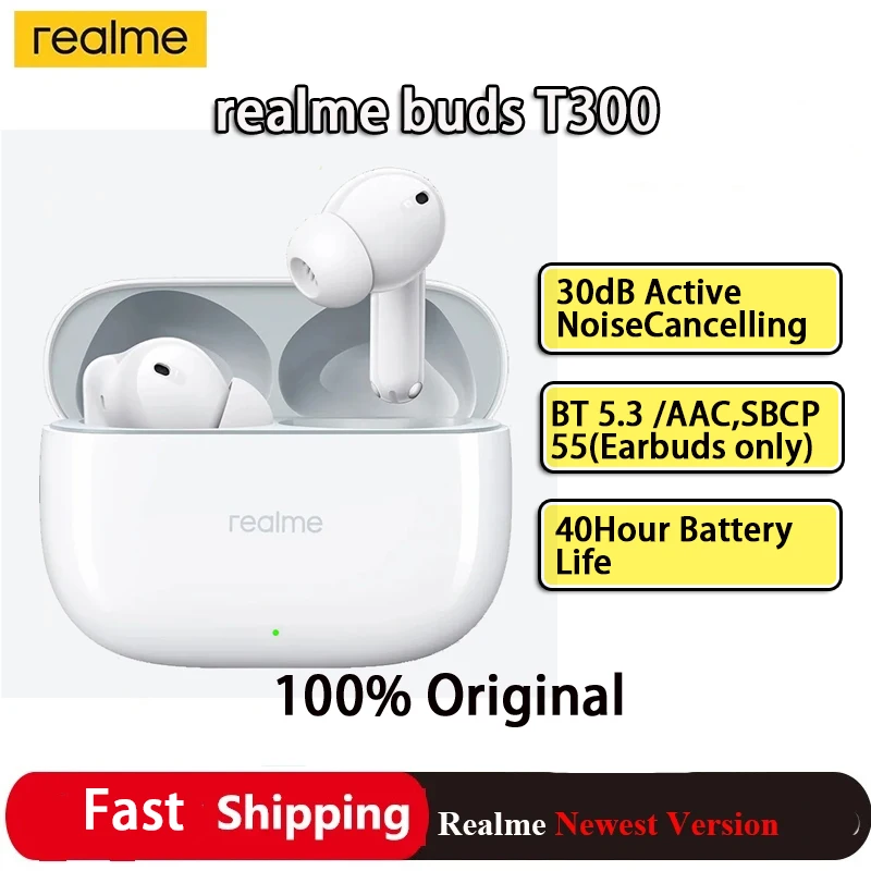 Realme Buds T300 TWS auricolare 30dB Active Noise Cancelling 40 ore di durata della batteria Bluetooth5.3 IP55 True Wireless