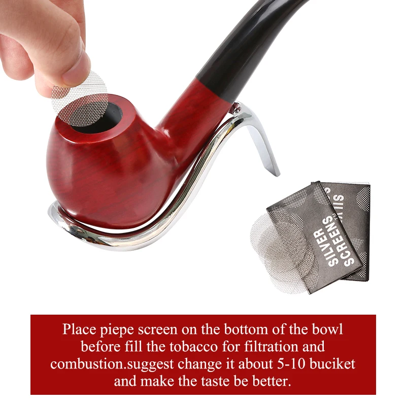 New Classic Creative Red Sandalwood Pipe Set Accessories 9MM Filter Solid Wood Dry Pipe Smoking Craft