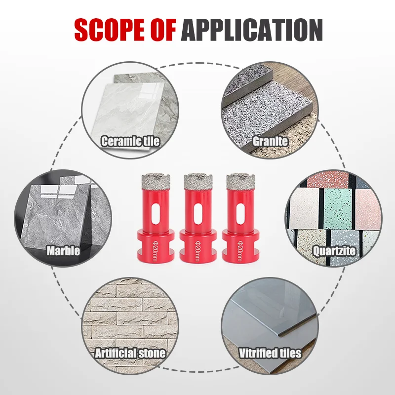 1pc 6-100mm punte diamantate a secco punte per carotaggio piastrelle di ceramica sega a tazza punte da trapano per marmo granito con apri filettatura M14