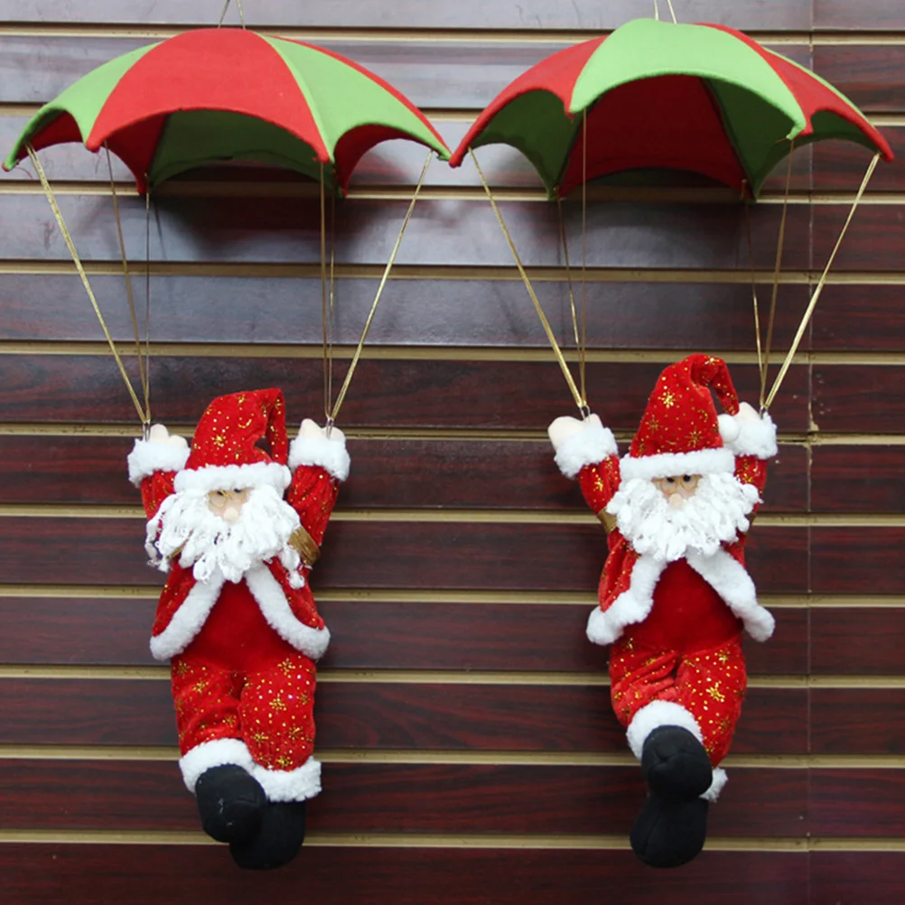 Skydiving Santa Plush Figure Toys Lovely Christmas Pendant Climb Parachute Claus Decor Decoration Cloth Ornament Child Xmas