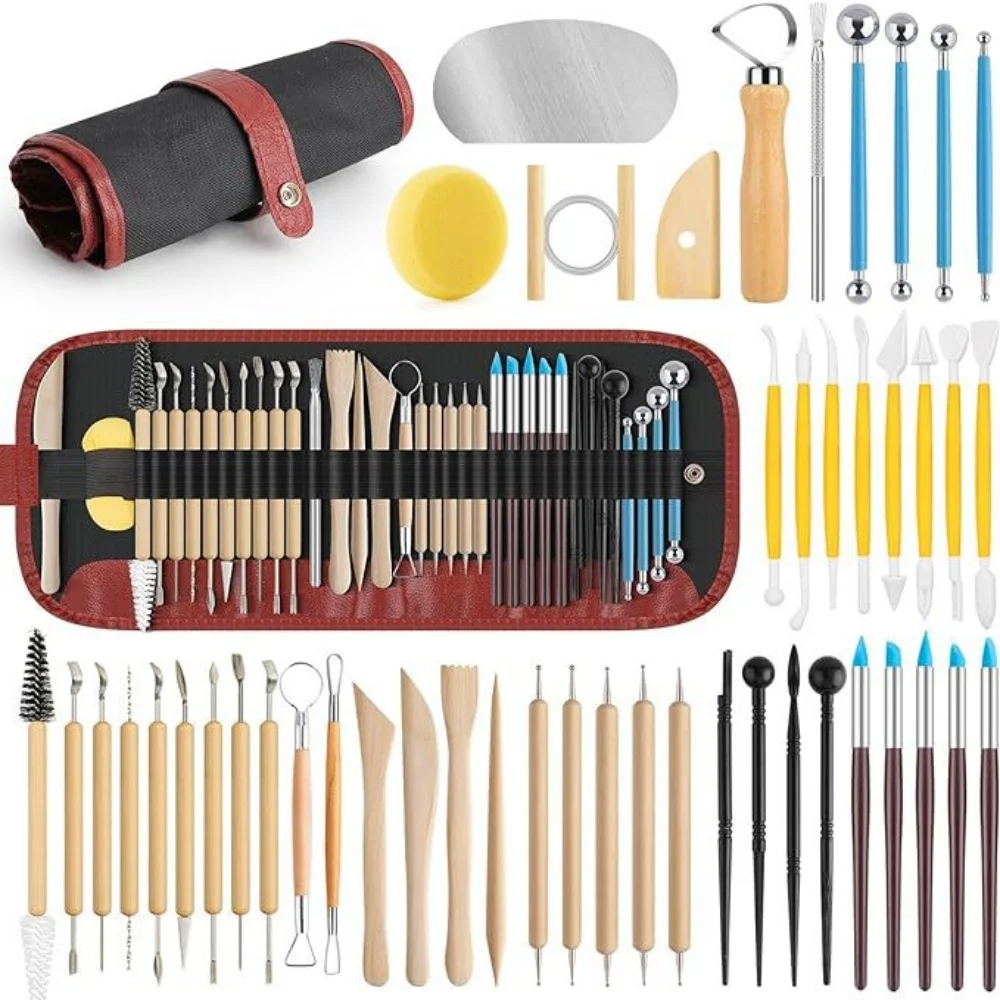 48 piece set of rolled wooden pottery clay pottery carving pottery clay tools wooden knife stick sticky flower stick factory