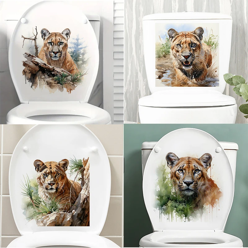 

Puma Cat 1pc Toilet Stickers,Wall Decal Removable, Reusable Vinyl Car Sticker for Toilet Lid, Bathroom Decor