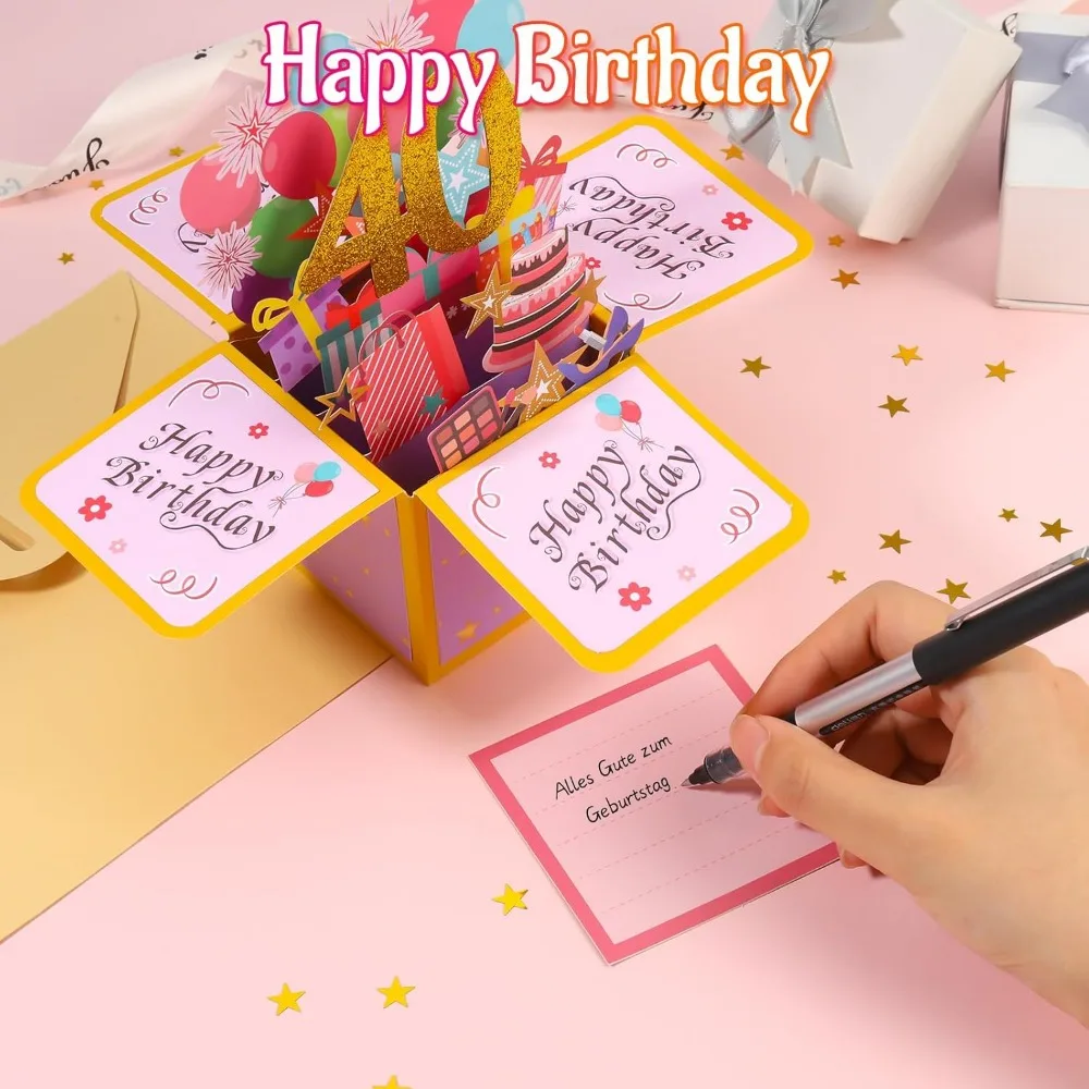 Happy Birthday Greeting Card With Envelope 3D Gift Box 18th/30th/40th50th/60th Years Old Birthday Wishes Message Card Party Gift