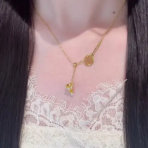 Collares con colgante de perlas de imitación para mujer, joyería de moda, accesorios minimalistas de lujo ligeros, estilo deportivo de bádminton