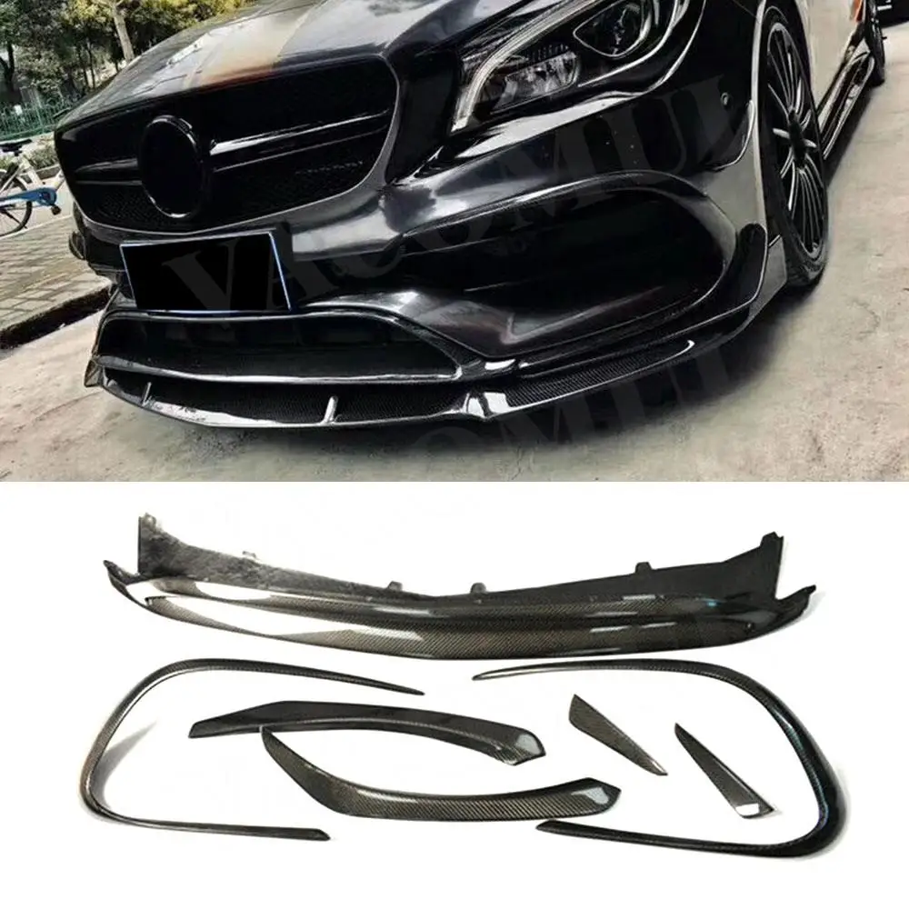 

VACOMUL Carbon Fiber Front Lip Spoiler Flap Canards for Benz CLA Class CLA45 AMG W117 2016-2018 Car Front Bumper Splitters ABS