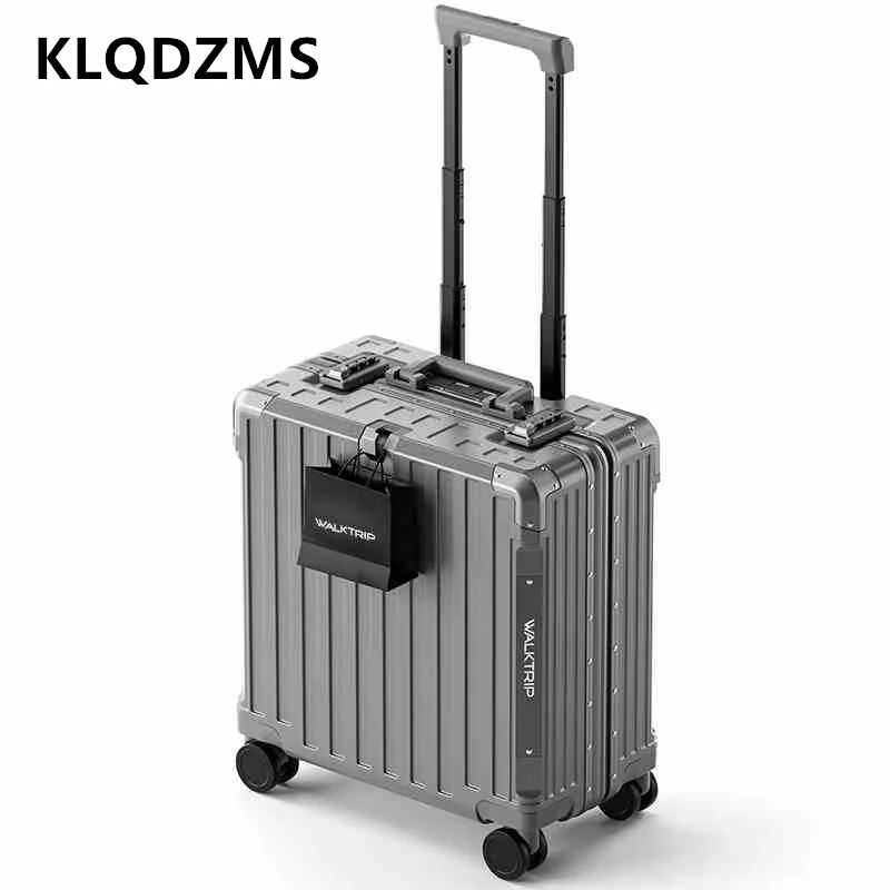 KLQDZMS New 18-inch Suitcase ABS + PC Boarding Box Aluminum Frame Trolley Case Small Combination Box Universal Wheel Luggage