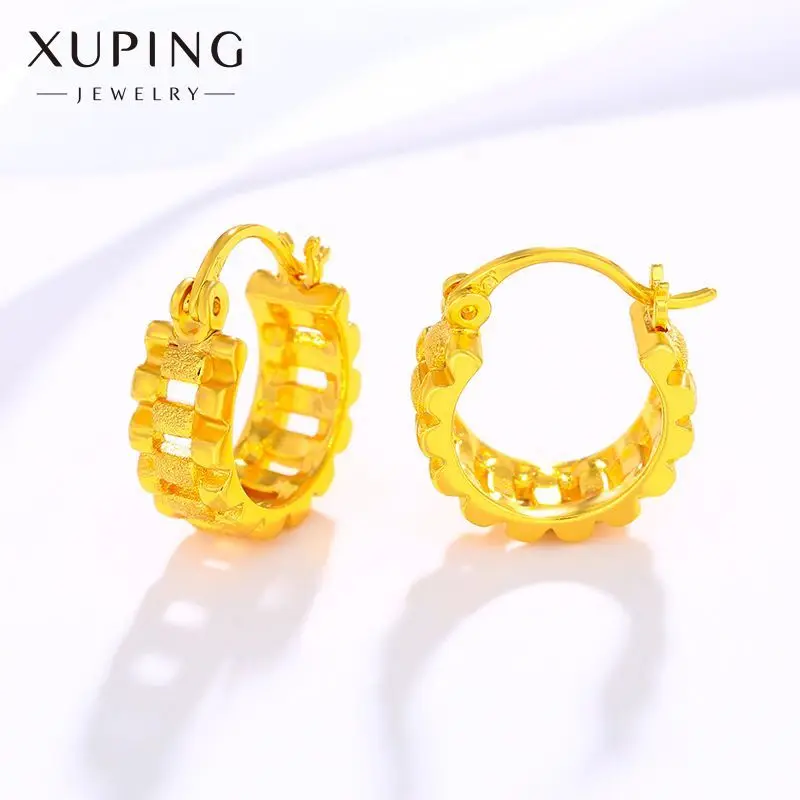 Wholesale --- 24 K Pure Gold Plated Tank Hoop Earrings for Women Fashion Jewelry