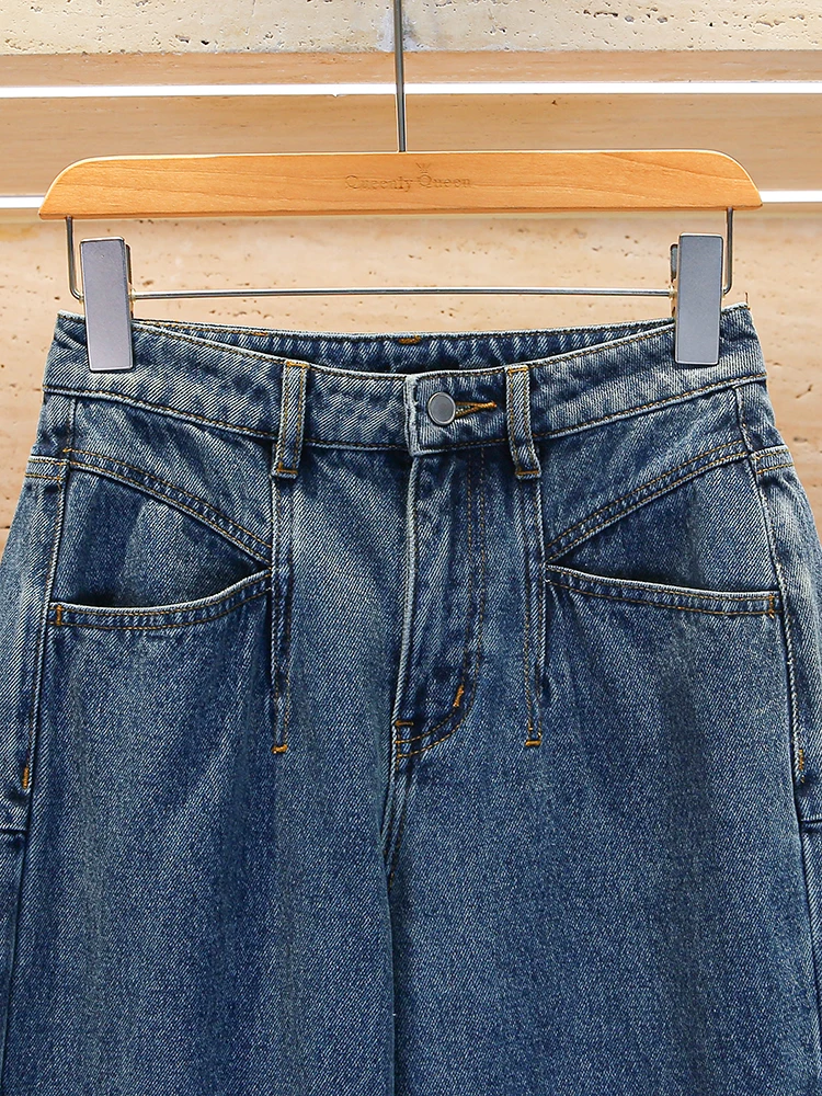 

High Waist Wide Leg Blue Jeans Women's Casual Waed out Loose Fit Denim Pants Autumn Winter Faion plus Size Trousers