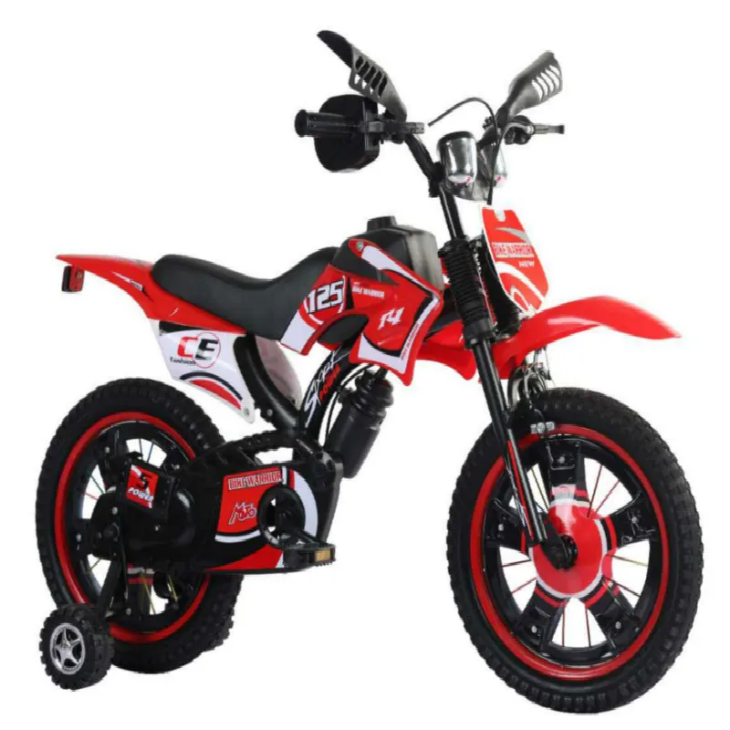 New Children\'s Simulation Motorcycle Children\'s Bicycle 12-inch Mountain Outdoor Sports Metal Solid Children\'s Bicycle