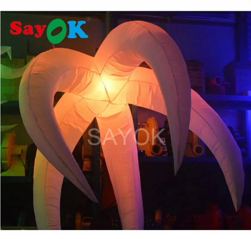 SAYOK 1.8m Dia. Giant Inflatable Lighting Flower Balloon Inflatable Flower Led Decoration for Party Night Club Events Show Decor