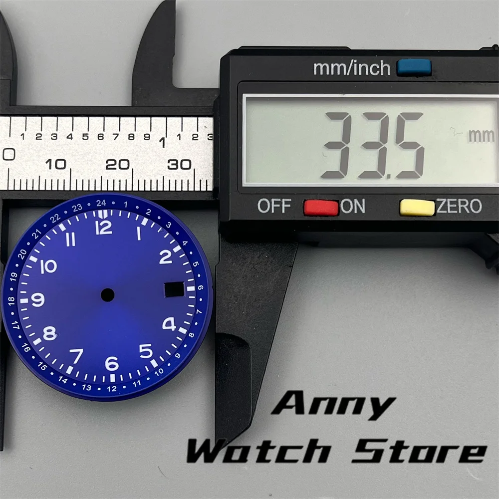 33.5mm black blue green watch dial luminous dial fit NH35 movement