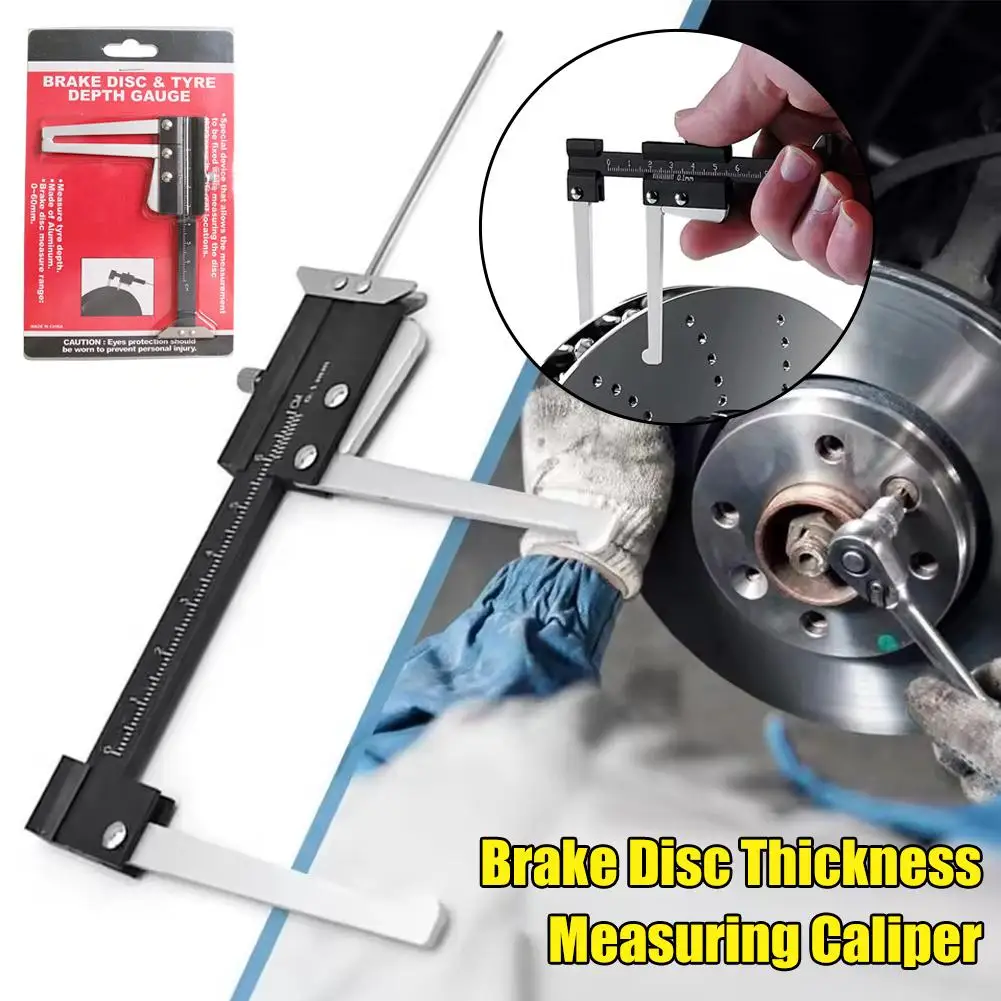 Brake Disc Thickness Measuring Vernier Caliper Auto Tyre Test Practical Plate Ruler Car Wear Depth Hand Gauge Tools K9T5