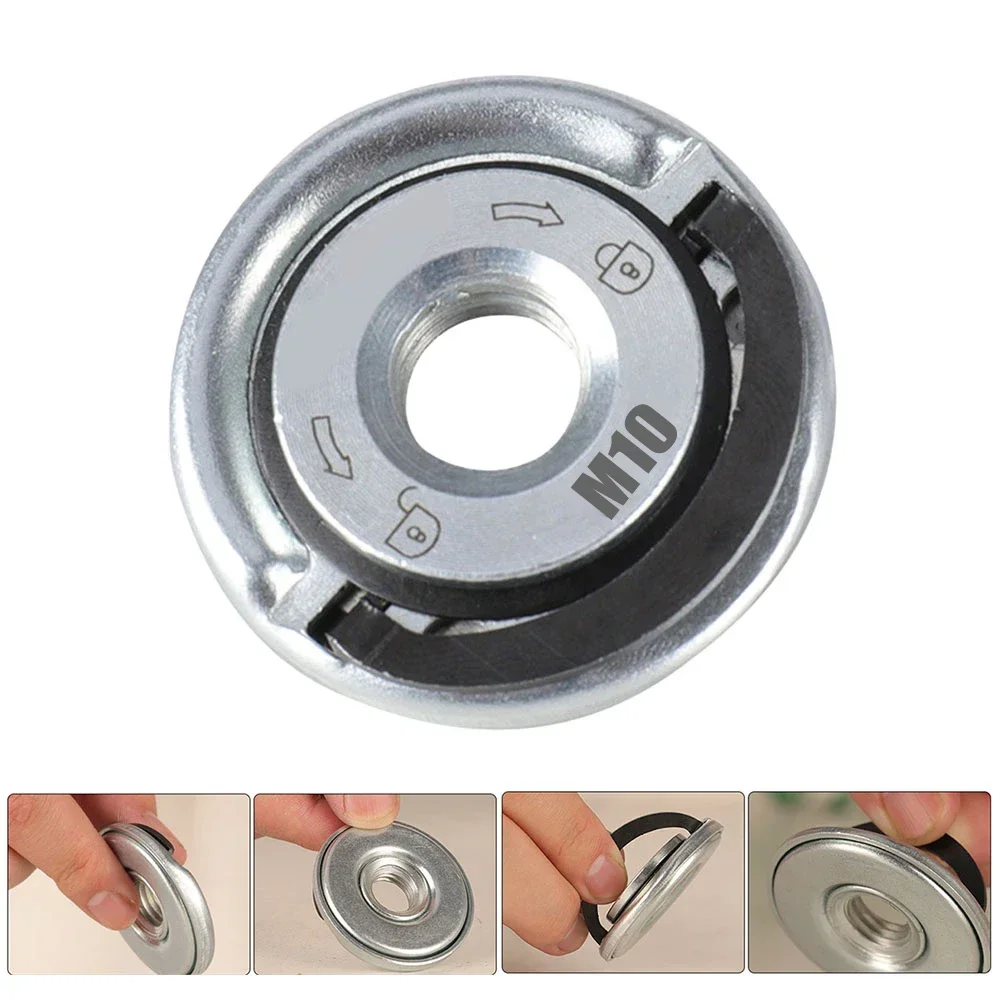1pc M10 Angle Grinder Self-Locking Pressing Plate Galvanized Grinder QuickRelease Pressure Plate Flange Nut Power Chuck Tool