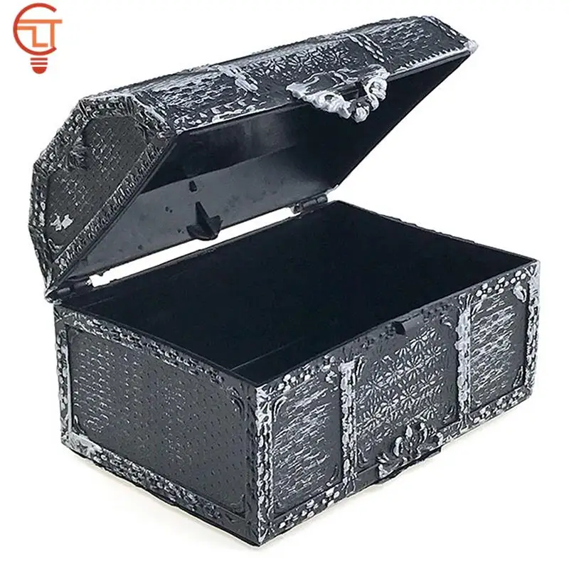 Caja del tesoro pirata de plástico Retro, organizador de almacenamiento de joyas con gemas de cristal, recuerdo de baratija, Cofre del Tesoro, regalo de 10,2x7x6,3 cm