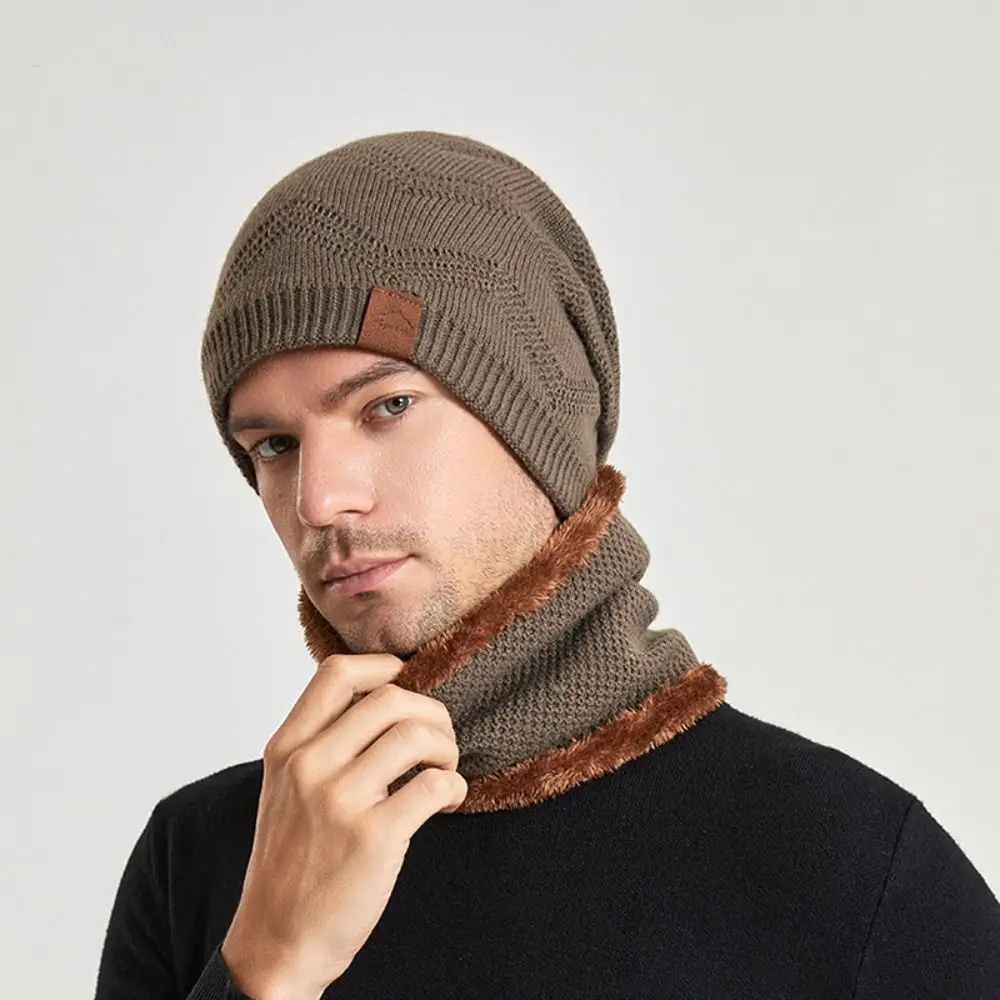 

soft Winter Beanie Hat Scarf Set Thicken Thermal Protection Thermal Knit Cap Fleece Lined Stylish Design Warm Wool Hat Skiing