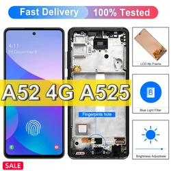 Pantalla táctil con marco para móvil, reemplazo de pantalla LCD con huella dactilar para Samsung A52, 4G, SM-A525F, A525F/DS