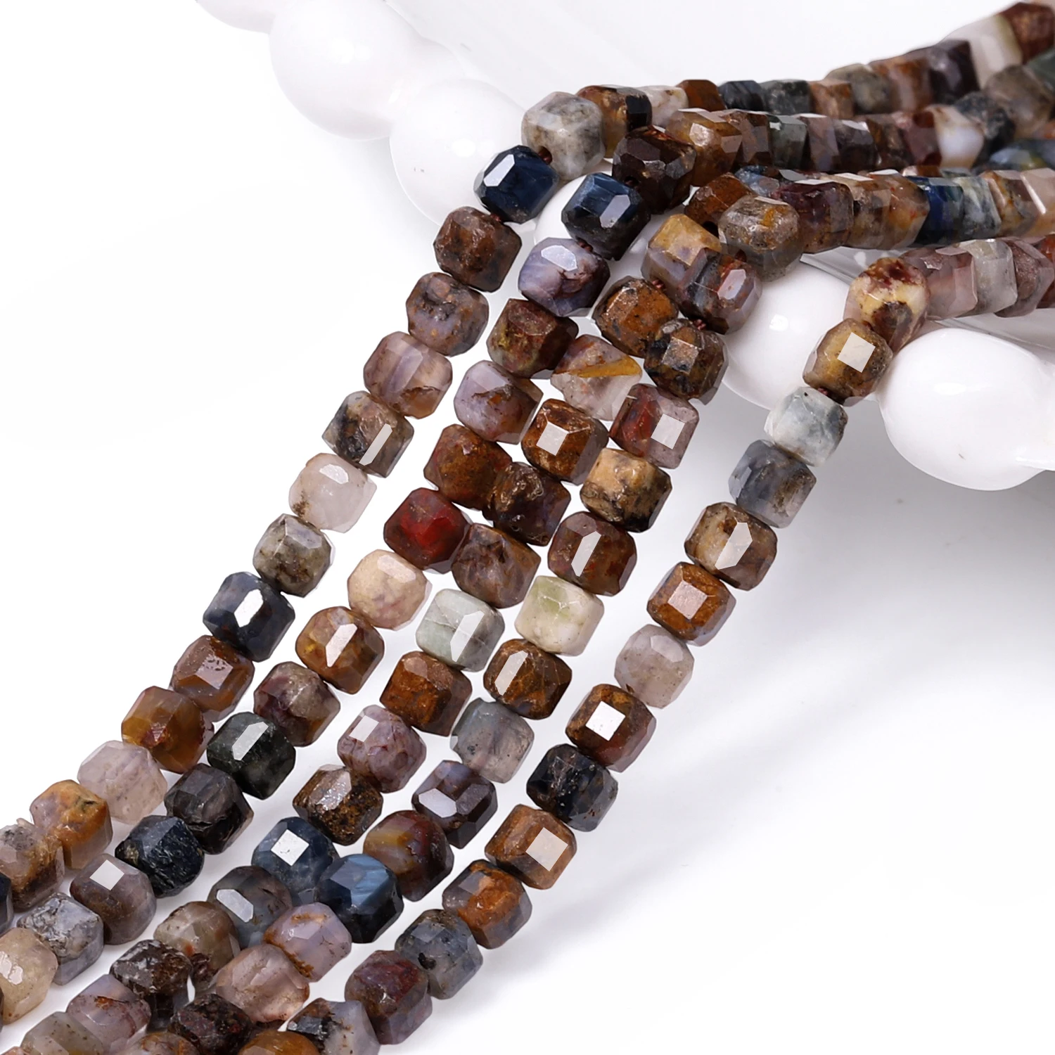 A+ Facettierte natürliche Pietersite 3 mm quadratische Würfelform Perlen für Schmuckherstellung Diy Armband Halskette Perlenzubehör