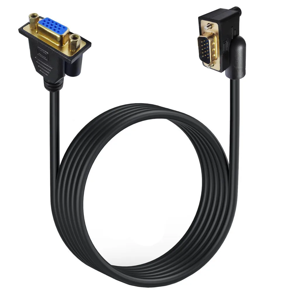 Cabo vga macho para fêmea 1080p full hd vga 3 + 6 computador tv monitor projetor 90 graus para cima para baixo esquerda direita estender cabo