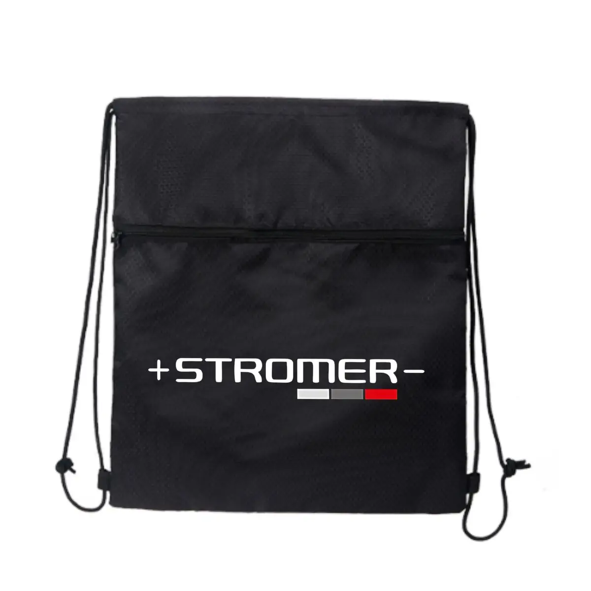 

«Stromer» — гладкий брендовый черный дорожный рюкзак на молнии с завязками, легкий для поездок