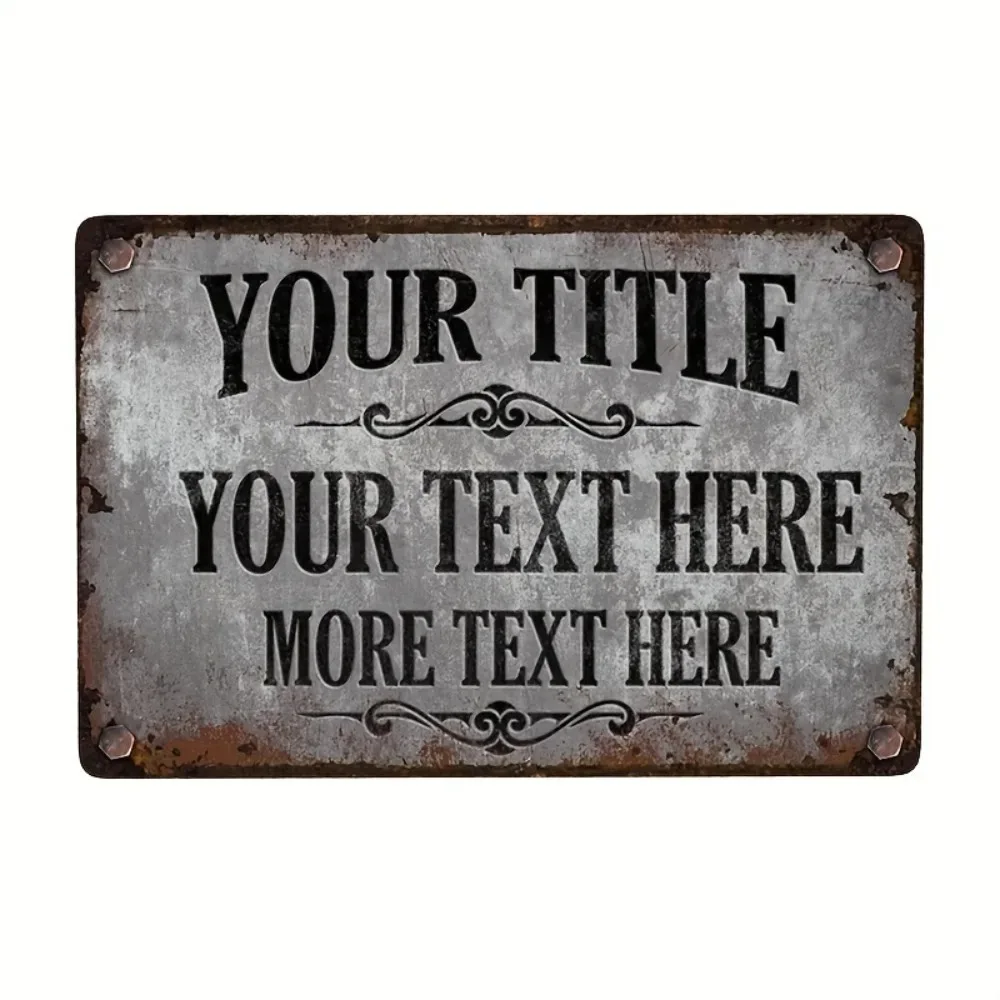 [2D Flat] 8x12 Inch Vintage Rust Metal Sign Outdoor Customizable Engraved Name Text Business Wall Decor Gift Only For Decoration