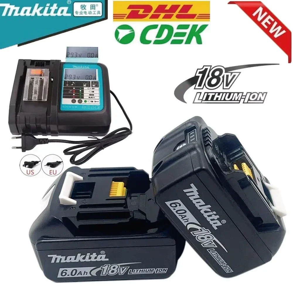 Long-Lasting 18V 6Ah for Makita Battery BL1860 BL1830 BL1850 Compatible - Fast Charging Li-ion Battery for Drills & Power Tools