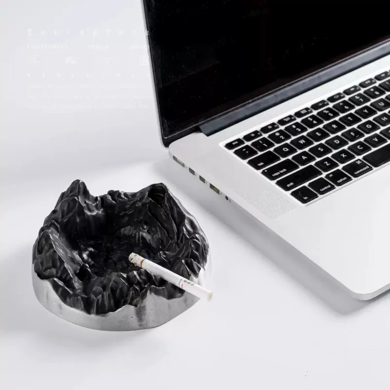 Dual Use Volcano Cast Aluminum Backflow Incense Burner Ashtray Retro Desktop Ornament for Bedroom Study Home Indoor Decor Craft