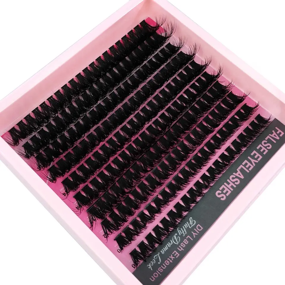 10 filas de racimos de pestañas gruesas y esponjosas de 40D-200D, 5D, de 10-18 mm, mezcla de pestañas individuales con efecto plumoso, racimos para extensiones DIY, pestañas postizas 6