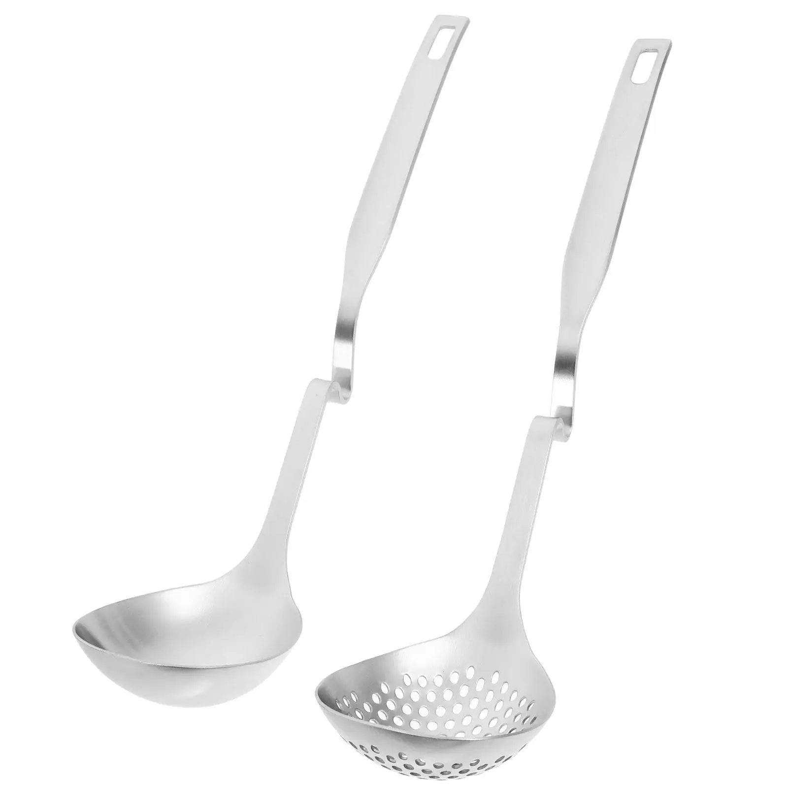 

2pcs Hot Set Stainless Steel Soup Ladle Kitchen Soup Ladle With Flat Bottom Gadgets Water Spoon Durable Multi use