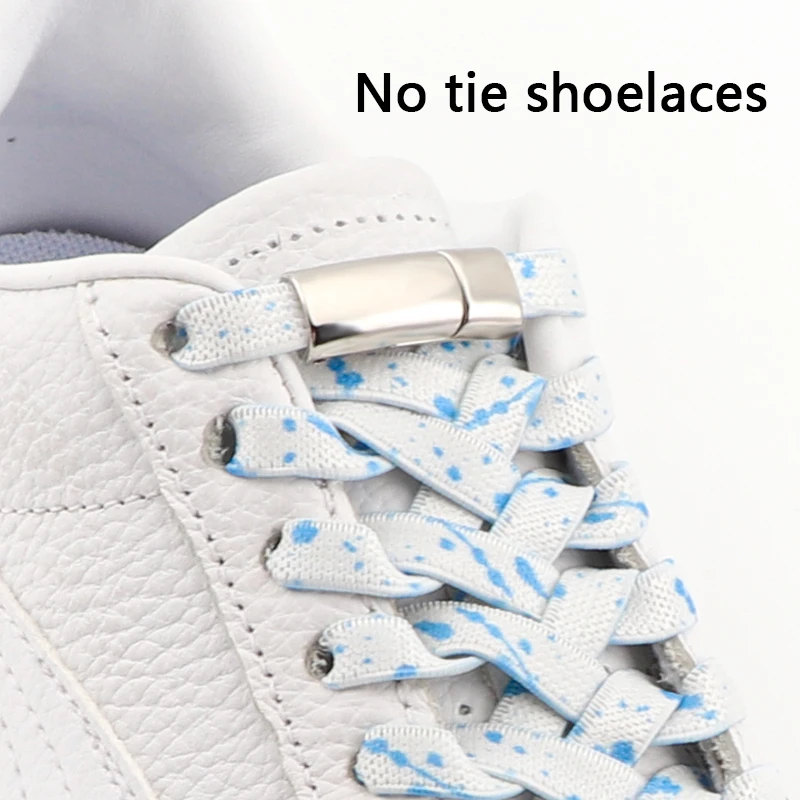 Magnetic Lock Shoelaces Without Ties Splash Ink Cotton Shoe Laces for Sneakers and Tennis Shoes Flat Lazy Shoestring Accessories