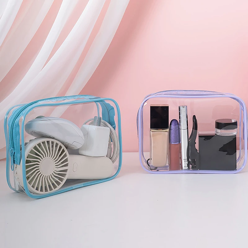 Clear Makeup Bag With Zippers Transparent Makeup Organizer Cosmetic Makeup Bags For Vacation Business Trip Airport Bathroom