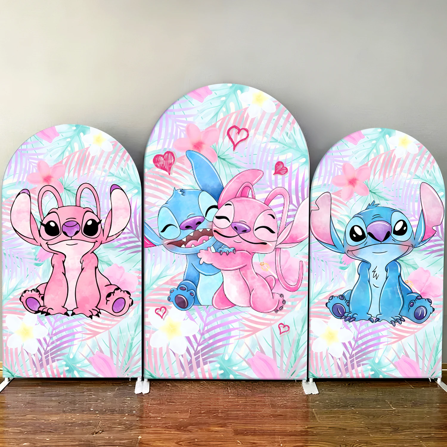

TB Lilo & Stitch Arch Backdrop Cover Tropical Palm Leaves Baby Shower Kids Birthday Party Decoration Photography Background Wall