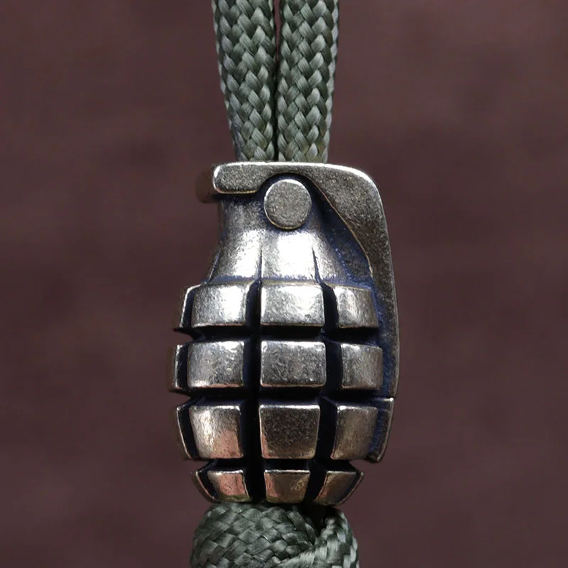 Grenade Shape Brass Knife Beads EDC DIY Paracord Woven Bracelets Lanyard Pendants Accessories Outdoor Tool Hangings Charms Gifts