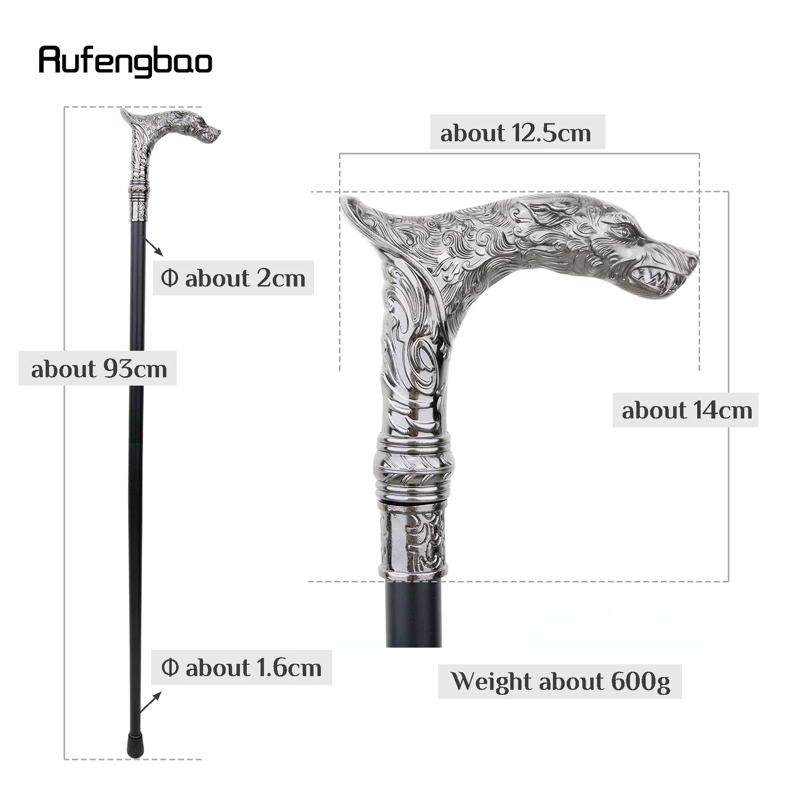 Big Teeth Wolf Single Joint Fashion Walking Stick Decorative Vampire Cospaly Party Walking Cane Halloween Crosier 93cm