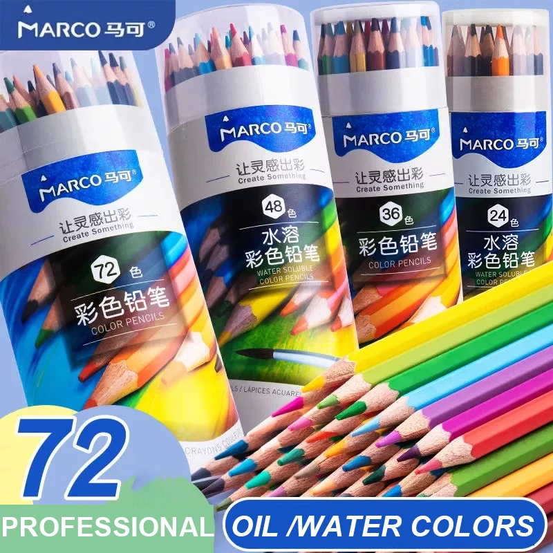 

Marco 24/36/48/72 Colors Pencils Professional Oil Wood Soft Watercolor Pencil For School Draw Sketch Art Supplies Professional