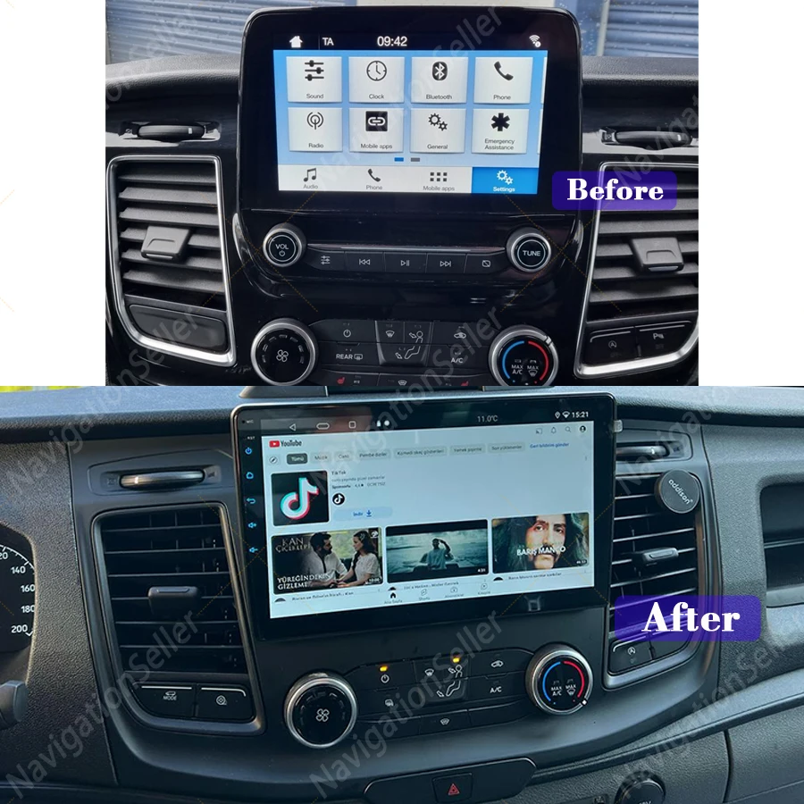 

Android Auto For Ford Transit Custom 350 2018 - 2024 Autoradio Screen Stereo Carplay Head Unit Gps Navigation Multimedia Bluetoo
