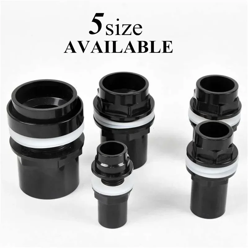 20/25/32/40/50mm Black Aquarium Connector PVC Waterproof Pipe Butt Fish Tank Straight Fitting Joint Fish Tank Tools Accessory