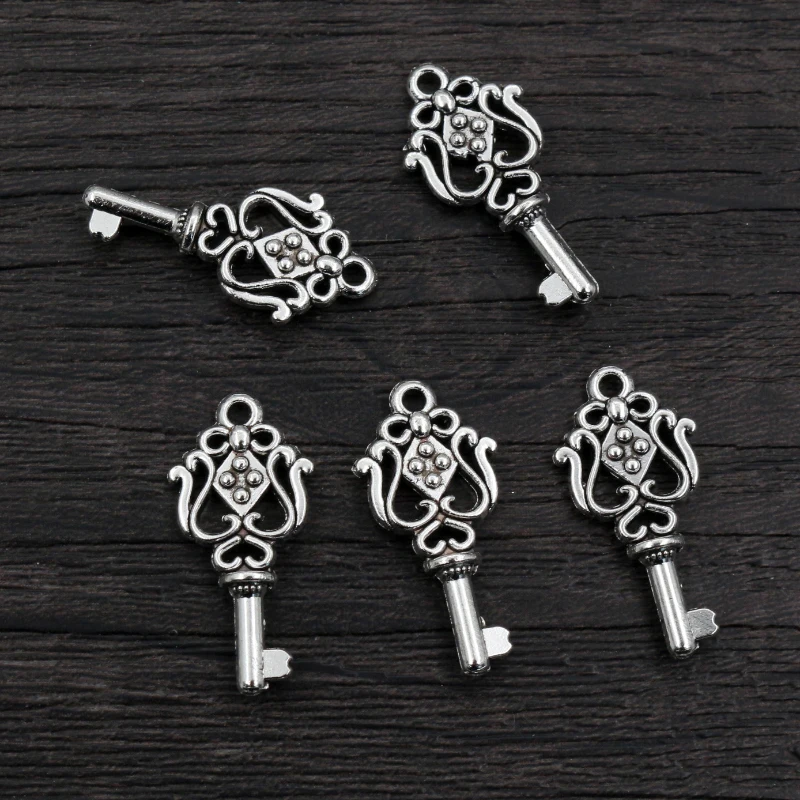 30pcs 25x12mm Antique silver Plated Vintage Key Handmade Charms Pendant DIY Jewelry Making Accessories for bracelet necklace