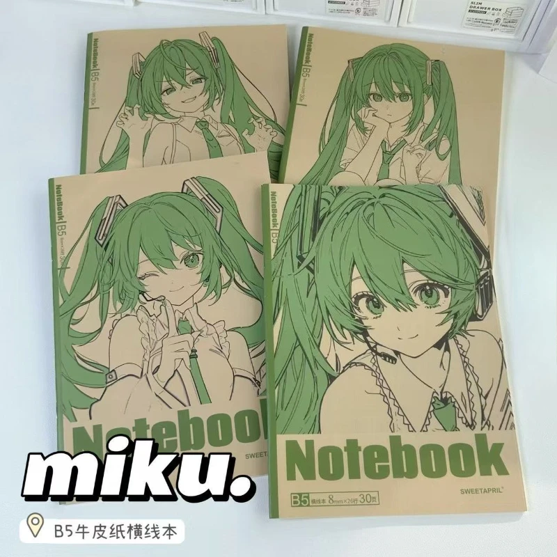 Animation Hatsune Miku Notebook Cartoon Two-dimensional Peripheral Horizontal Line B5 Notebook Student Notepad Handbook Gift