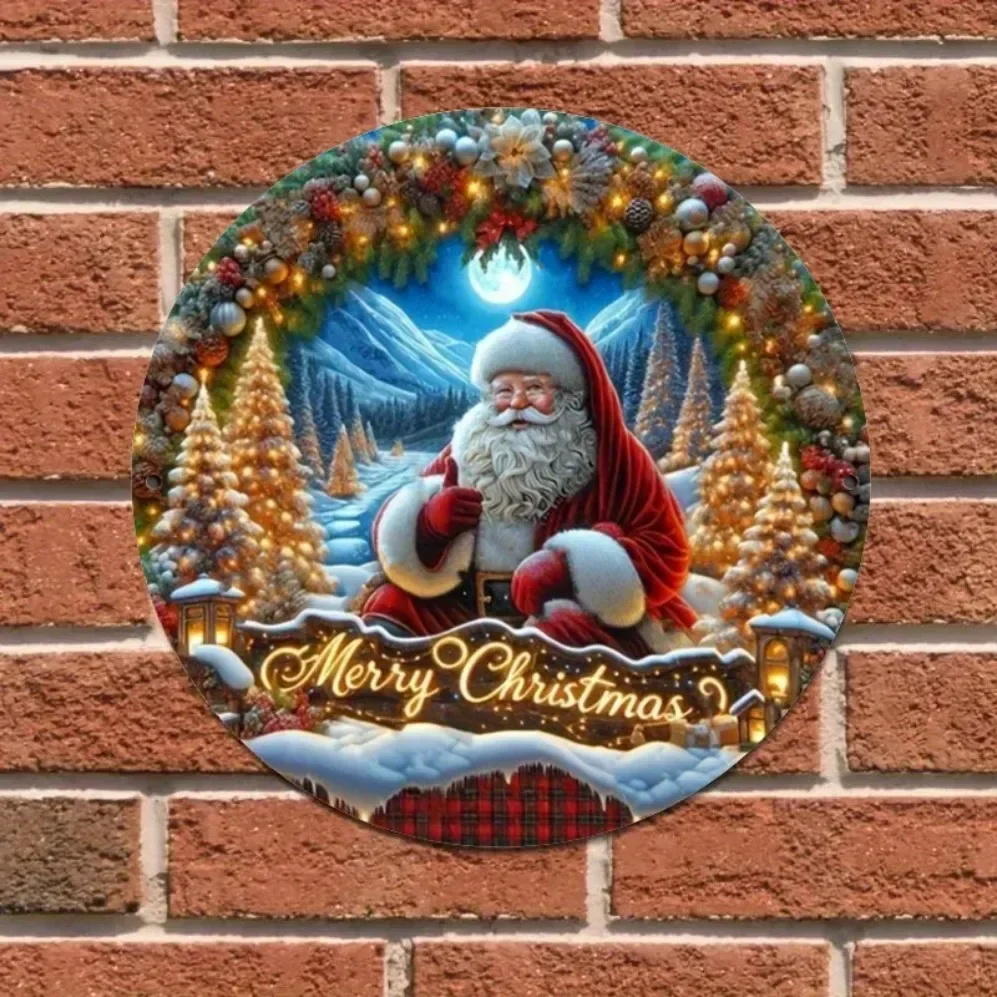 فن القصدير القديم، لافتة خشبية ساحرة سانتا كلوز - ديكور معلق على الحائط للمنزل والمطبخ وغرفة الطعام | هدية مثالية للمزرعة #1