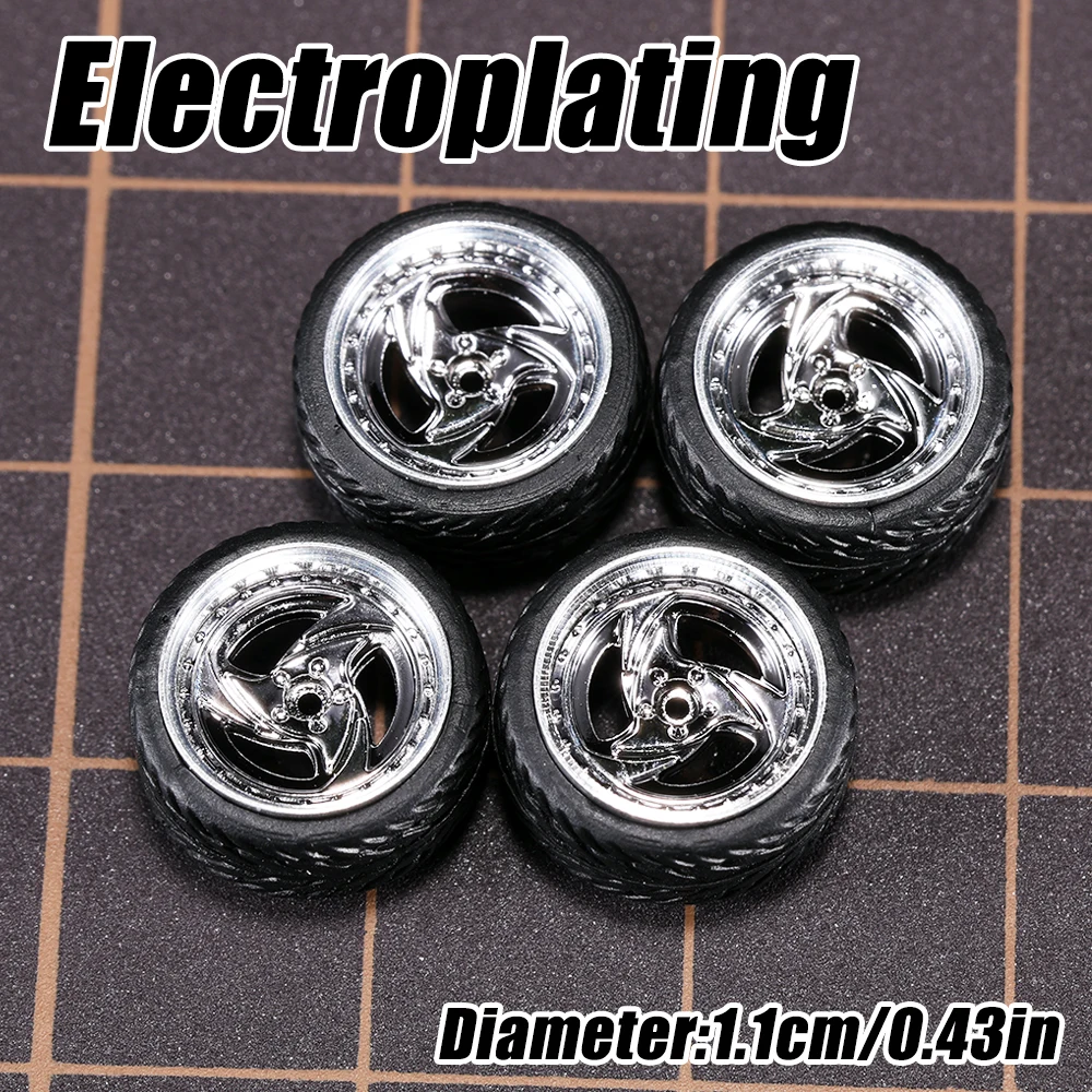 1/64 Modellauto-Räder 4er-Set - 11mm Durchmesser ABS-Gummireifen mit Bremsscheibe - Upgrade-Teile für Tomica Diecast-Fahrzeuge – Detail 35