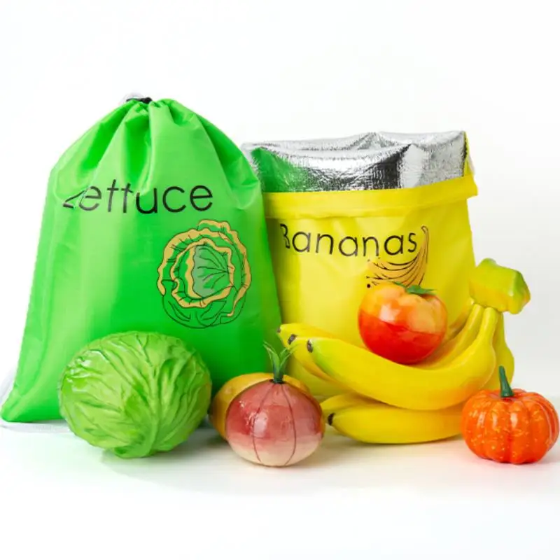 1PC Insulated Shockproof Vegetable And Fruit Shopping Bag Storage Bag Lettuce Banana Freshness Drawstring Food Insulation