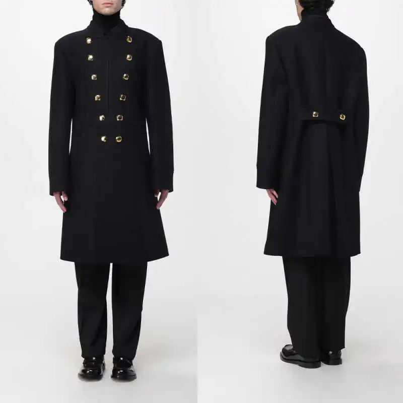 

Modern Men Woolen Overcoat 1 Piece Double Breasted Peaked Lapel Tweed Coat Autumn Winter Warm Formal Occasion Custom Made