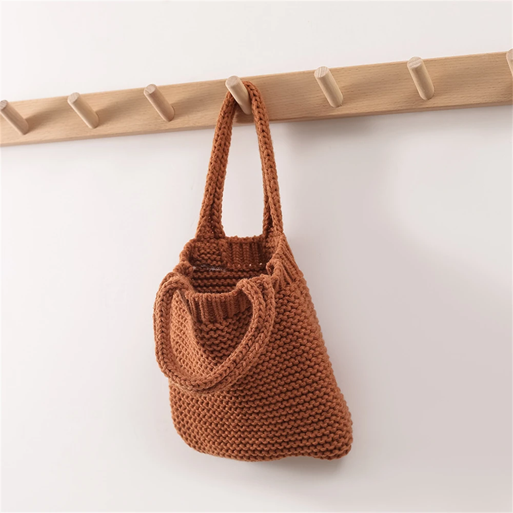 Knitted Handbag for Women's Beach Eco Bag Casual Lightweight Shoulder Tote Bag Female Boho Style Shopping Woven Bolsos Shopper