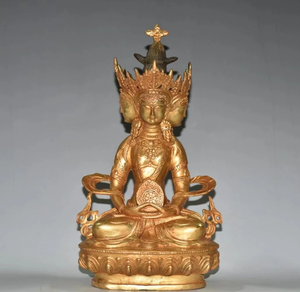 Antique Chinease copper Four faces Tara Buddha statue,Handicrafts, best collection&adornment,#018, Free shipping