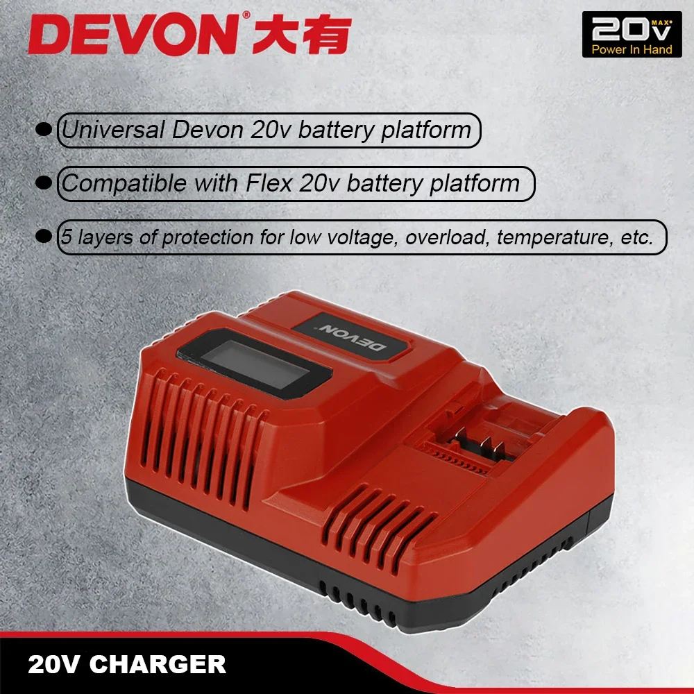 Devon Charger 12V 20V FanCooling 190w Suit for 5401 2903 2905 Universal Battery Platform with Multi-Model Charge Protection