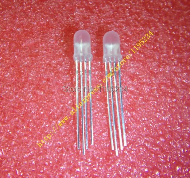 100pcs 5mm RGB LED Common Cathode Tri-Color Emitting Diodes f5 RGB Diffused